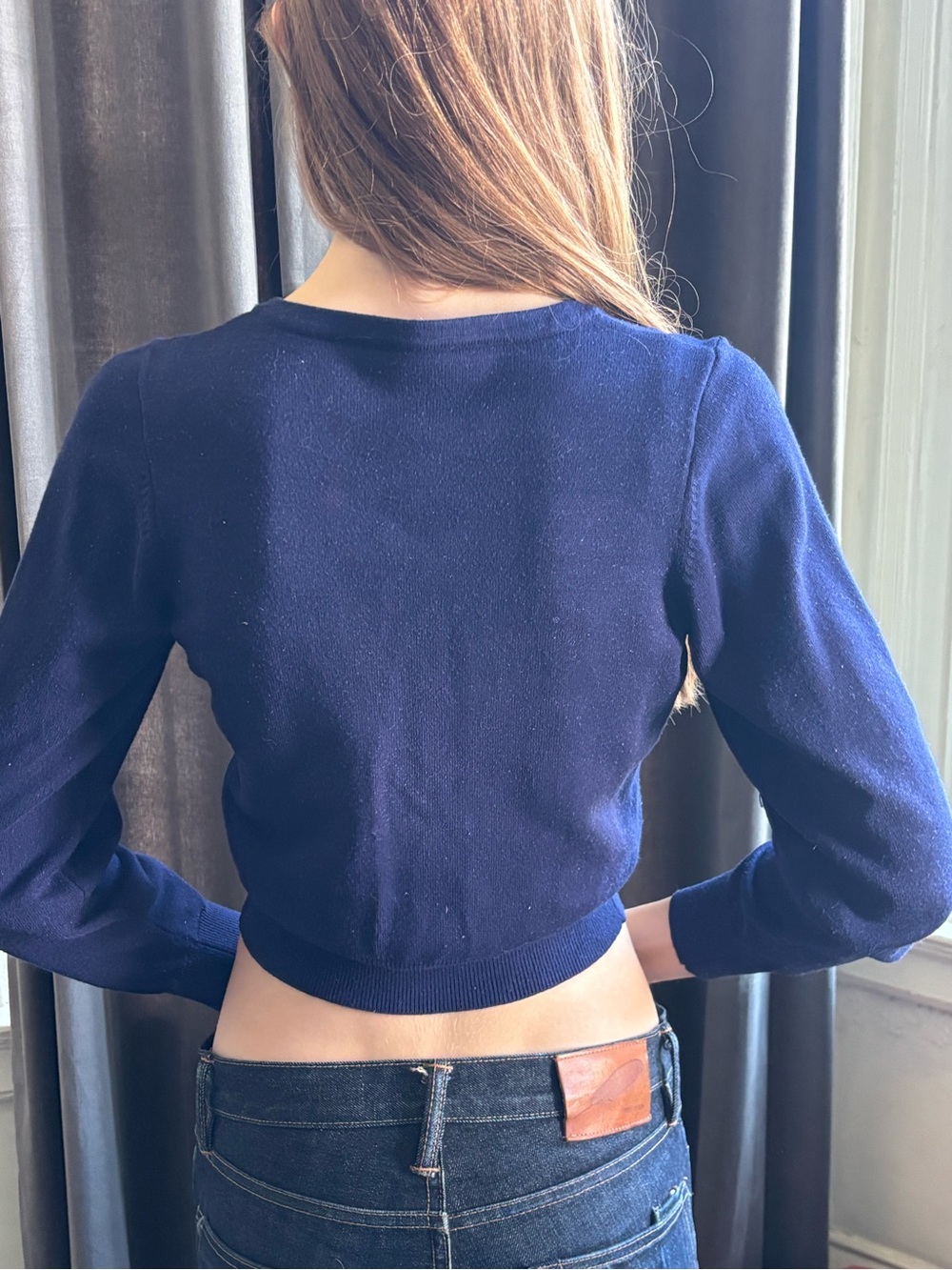 Ader Error Cropped Cardigan
Navy with Red Embroidery 
XS - Picture 4 of 11